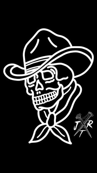 Traditional cowboy skull tattoo by @jonnyransomtattoo