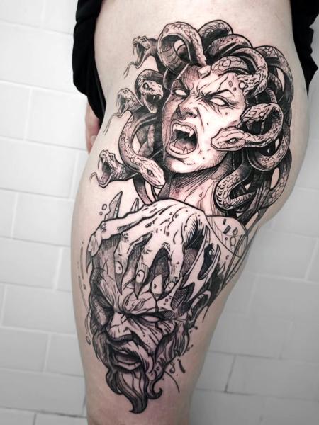 Illustrative medusa head tattoo by @joseffadel