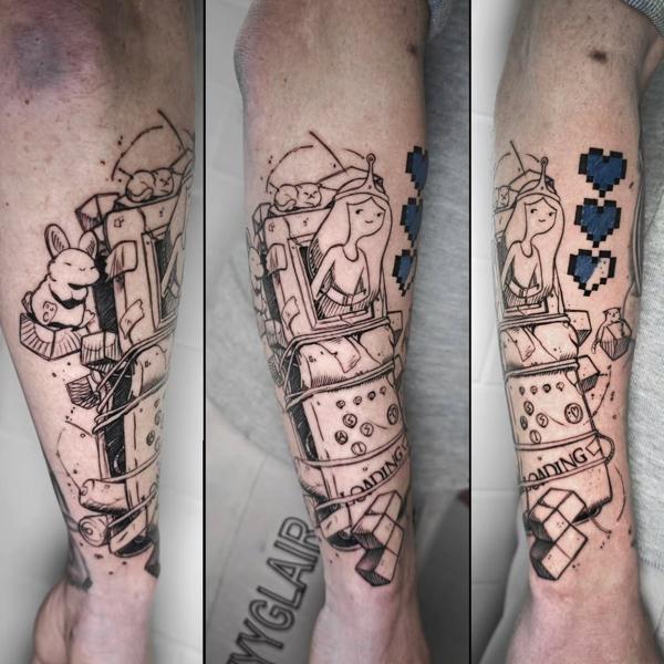 Illustrative gaming princess tattoo by @joseffadel