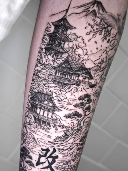 Japanese japanese landscape tattoo by @joseffadel