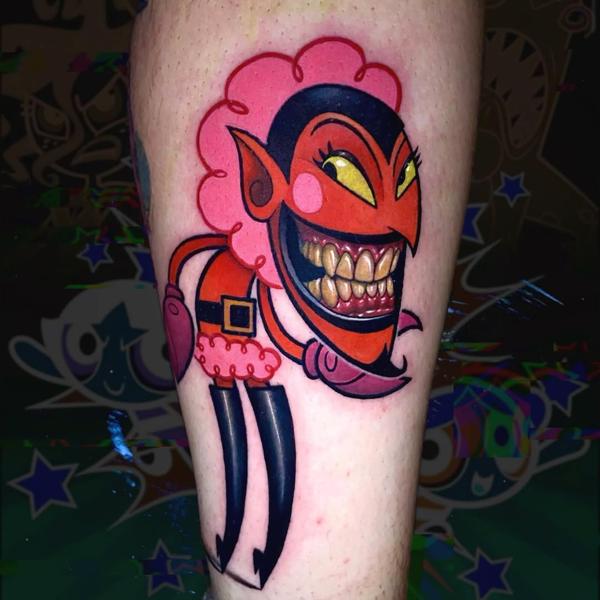 Anime cartoon villain tattoo by @joshpeacock_obe1