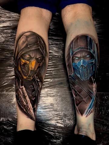 Realism masked warriors tattoo by @jl.tattooart