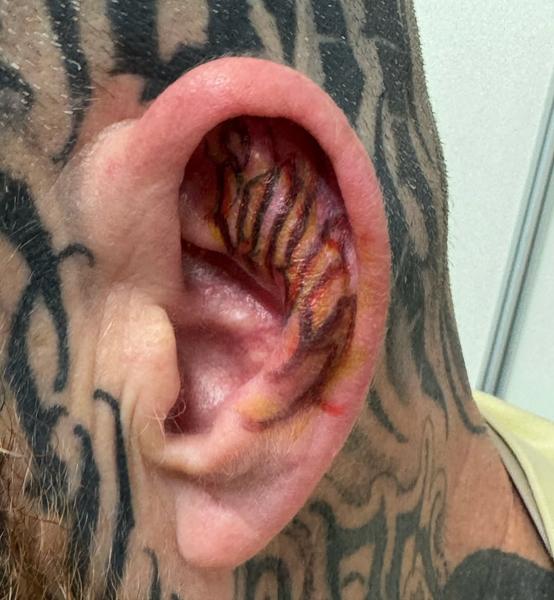 Abstract inner ear pattern tattoo by @niorkz