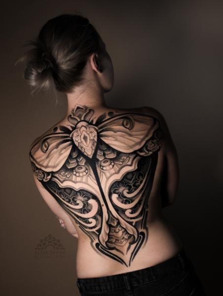 Ornamental ornamental moth tattoo by @junkjane