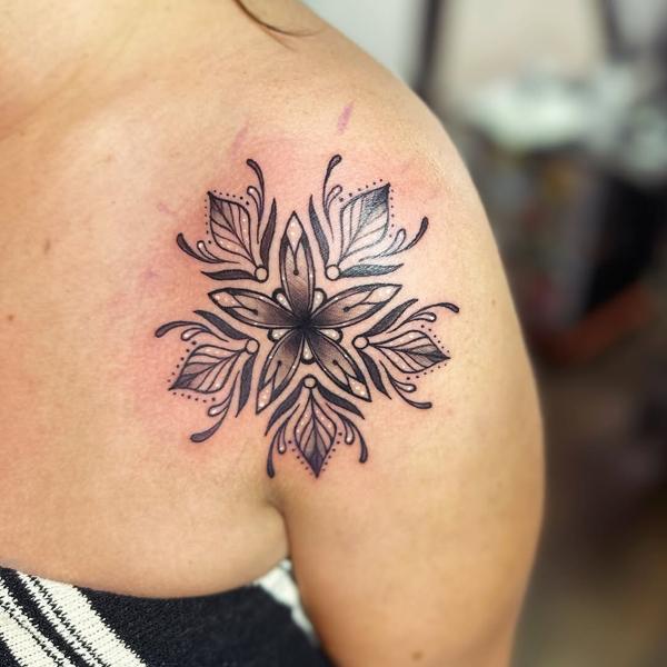 Ornamental floral mandala tattoo by @j_c_tattoos