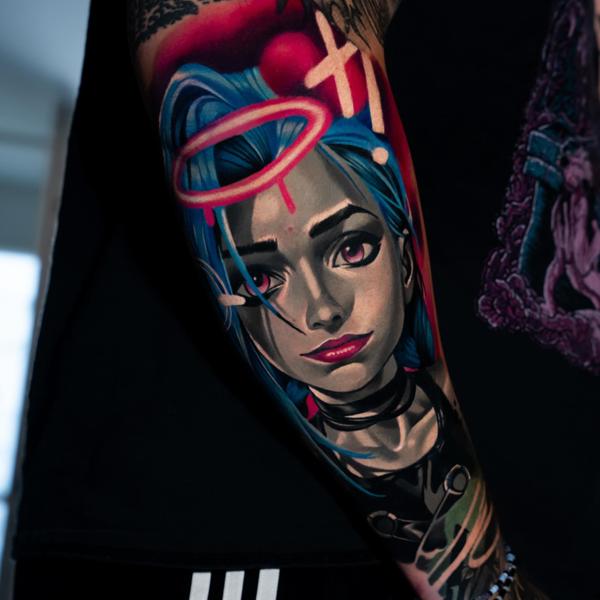 Realism animated character tattoo by @kalu_ink