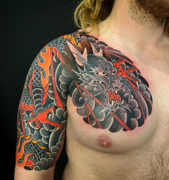 Japanese japanese dragon tattoo by @kanae_tattooer