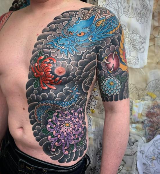 Japanese japanese dragon tattoo by @kanae_tattooer