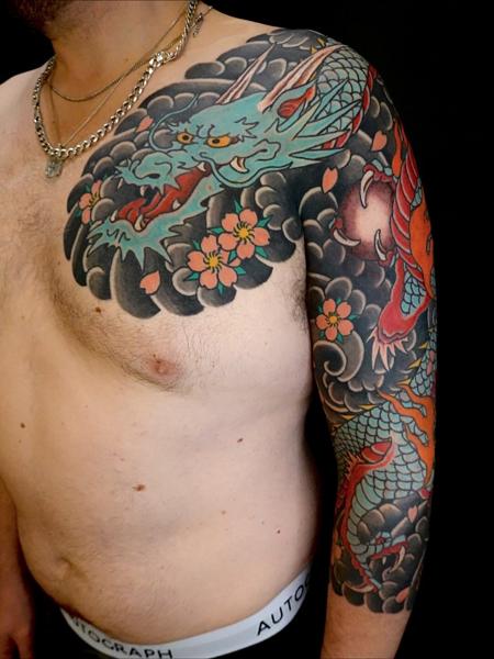 Japanese japanese dragon tattoo by @kanae_tattooer