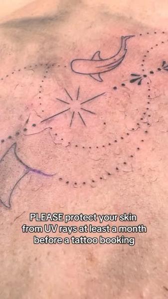 Fine line whale constellation tattoo by @nevermind.tattoos
