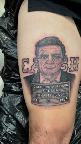 Realism johnny cash portrait tattoo by @kaynemctattoos