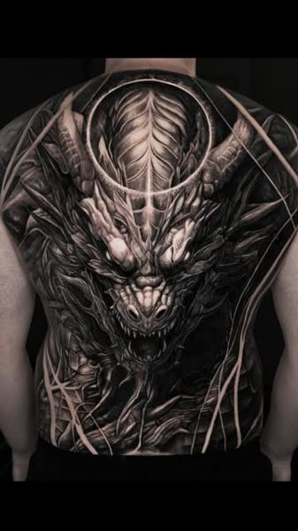 Realism demonic dragon tattoo by @kazin_tattooer