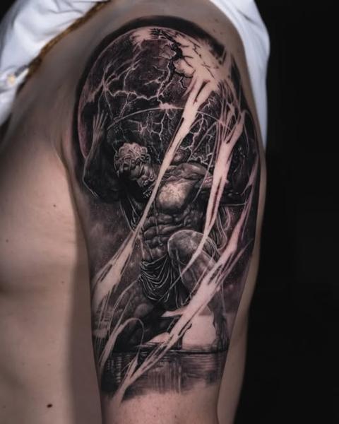 Realism mythological figure tattoo by @kazin_tattooer