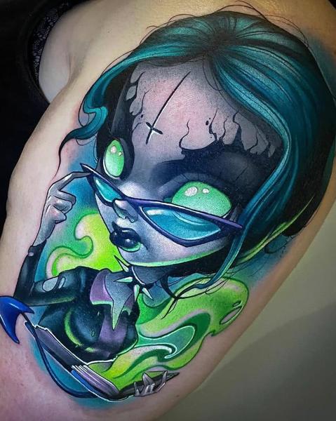 New school zombie girl tattoo by @kellydotylovessoup