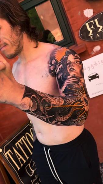 Neo-traditional neo-traditional woman tattoo by @kennipoke