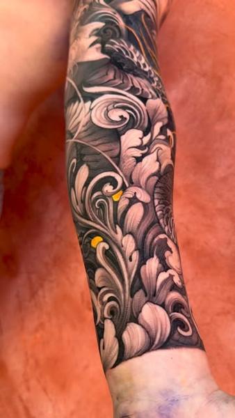 Ornamental ornamental foliage tattoo by @kennipoke