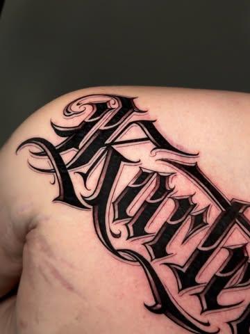 Lettering lettering tattoo by @kingsley_hayward