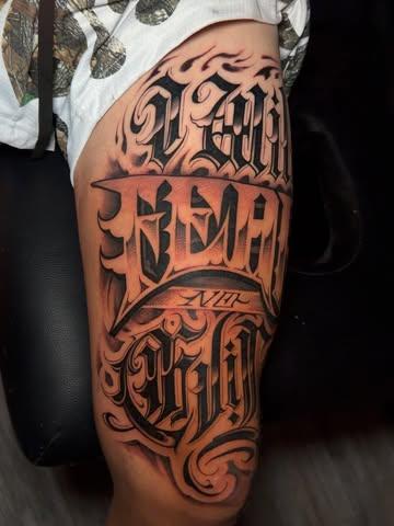 Lettering lettering tattoo by @kingsley_hayward