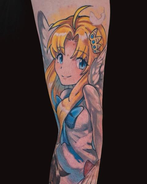 Anime anime angel tattoo by @kirstentattoos