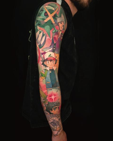 Anime pokemon characters tattoo by @kirstentattoos