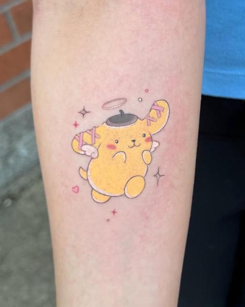 Anime angelic character tattoo by @koibitotattoo