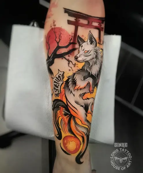 Japanese kitsune fox tattoo by @sinke_