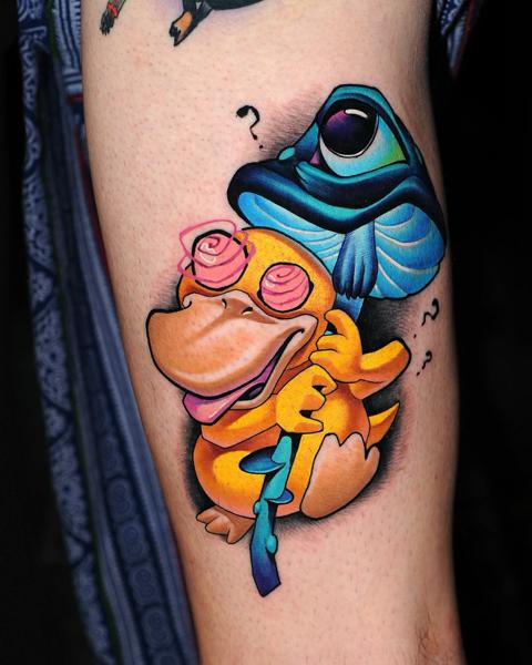 Anime cartoon characters tattoo by @klark_tattoo