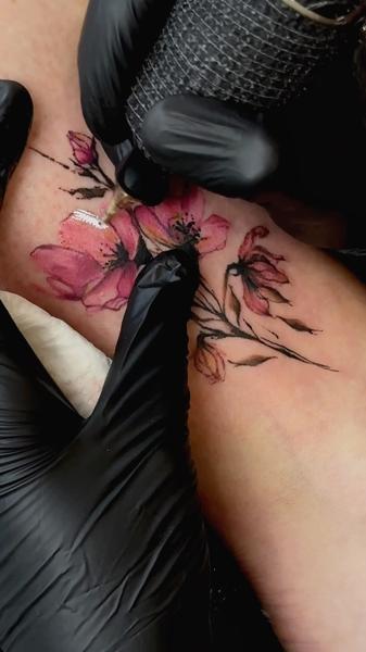 Realism floral design tattoo by @koval.ink