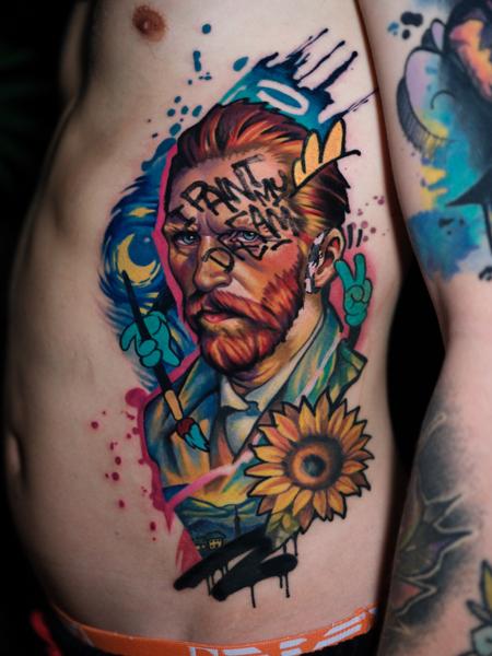 Realism van gogh portrait tattoo by @kyle._tattoos
