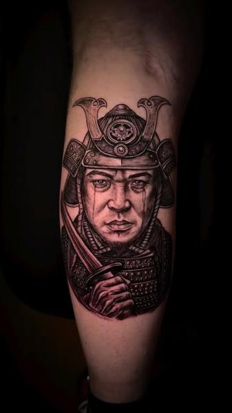 Realism samurai portrait tattoo by @kylepotterink