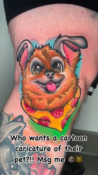 Cartoon cartoon dog tattoo by @leahmoule
