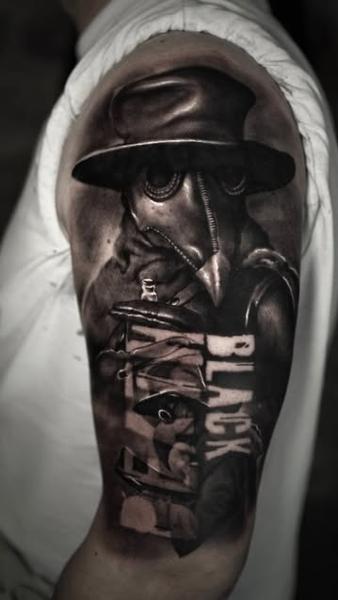 Realism plague doctor tattoo by @leandros_argyropoulos_