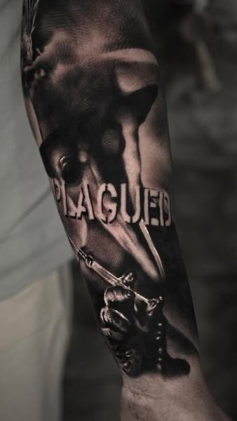 Realism plague doctor tattoo by @leandros_argyropoulos_