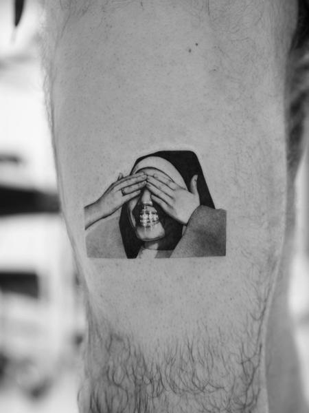 Realism nun skull tattoo by @lebyla
