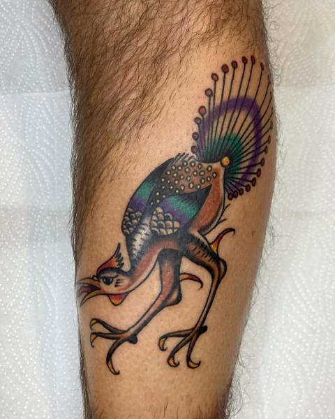 Traditional decorative bird tattoo by @no.karate.in.the.pit