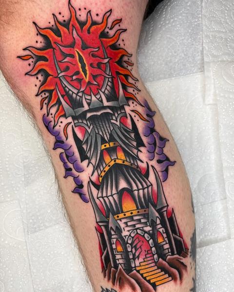 Traditional dark tower tattoo by @lewismckechnie
