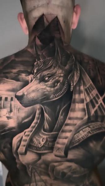 Realism anubis tattoo by @ladylia_art