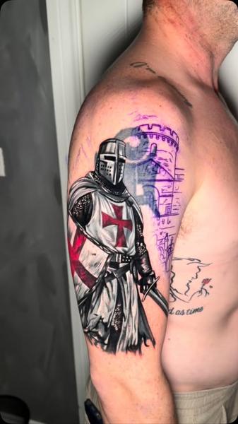 Realism knight tattoo by @liamctattoos1
