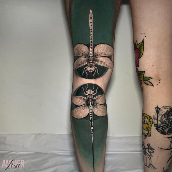 Realism dragonfly tattoo by @lisaammertattoo