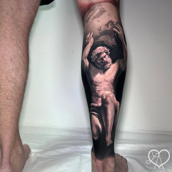 Realism greek god tattoo by @lisaammertattoo