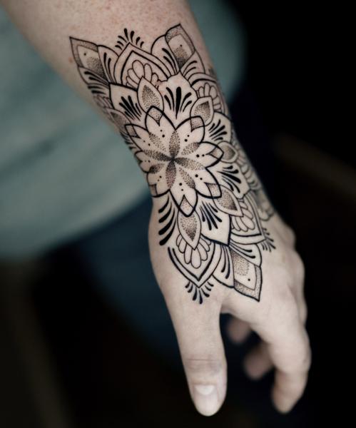 Ornamental mandala pattern tattoo by @little_jenny_wren