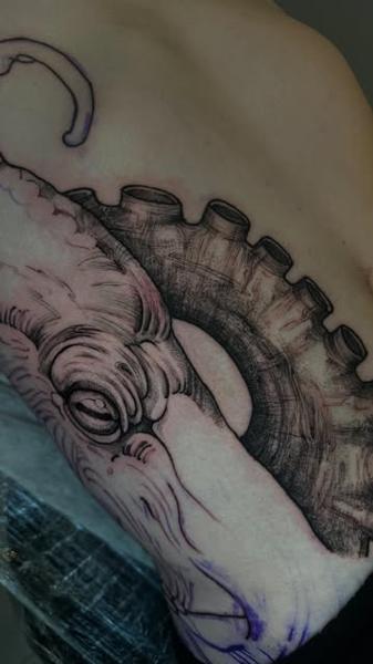 Blackwork octopus eye tattoo by @loreta.win.tattoo