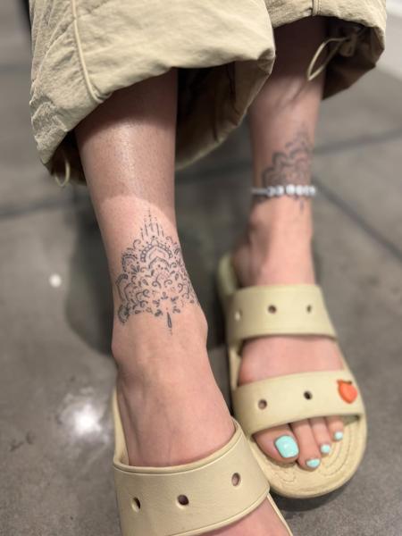 Dotwork mandala pattern tattoo by @lucie.tattoo