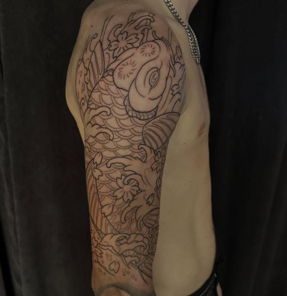 Japanese koi fish tattoo by @luisjtattoos