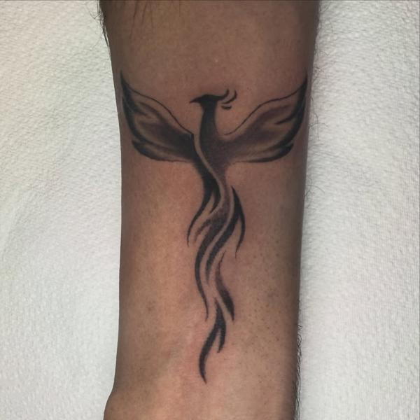 Blackwork phoenix tattoo by @luisjtattoos