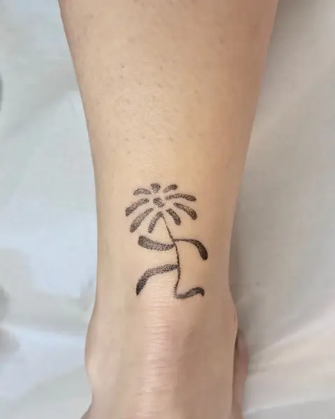 Fine line abstract flower tattoo by @tatts_n_tonic
