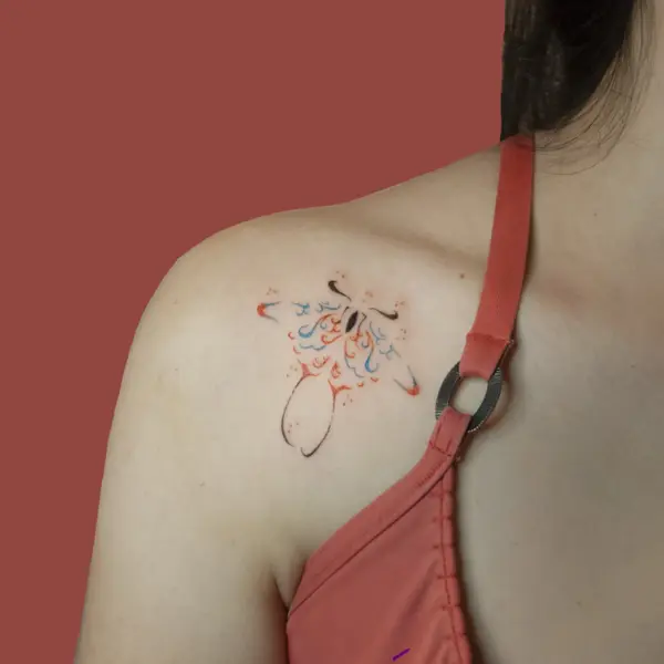 Fine line abstract butterfly tattoo by @tatts_n_tonic