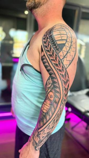 Tribal tribal snake tattoo by @maebeautifulpoison