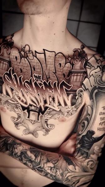 Realism graffiti text tattoo by @maksimprimo
