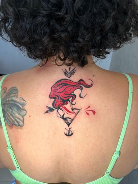 Illustrative mermaid character tattoo by @mama.tattooo